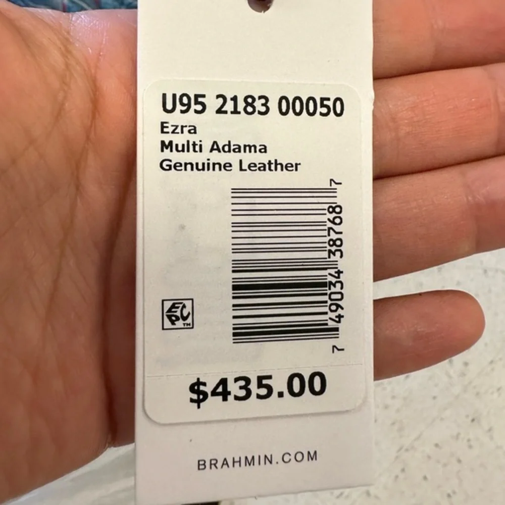NWT BRAHMIN EZRA MELBOURNE CROC-EMBOSSED LOGO PRINT‎ LEATHER TOTE